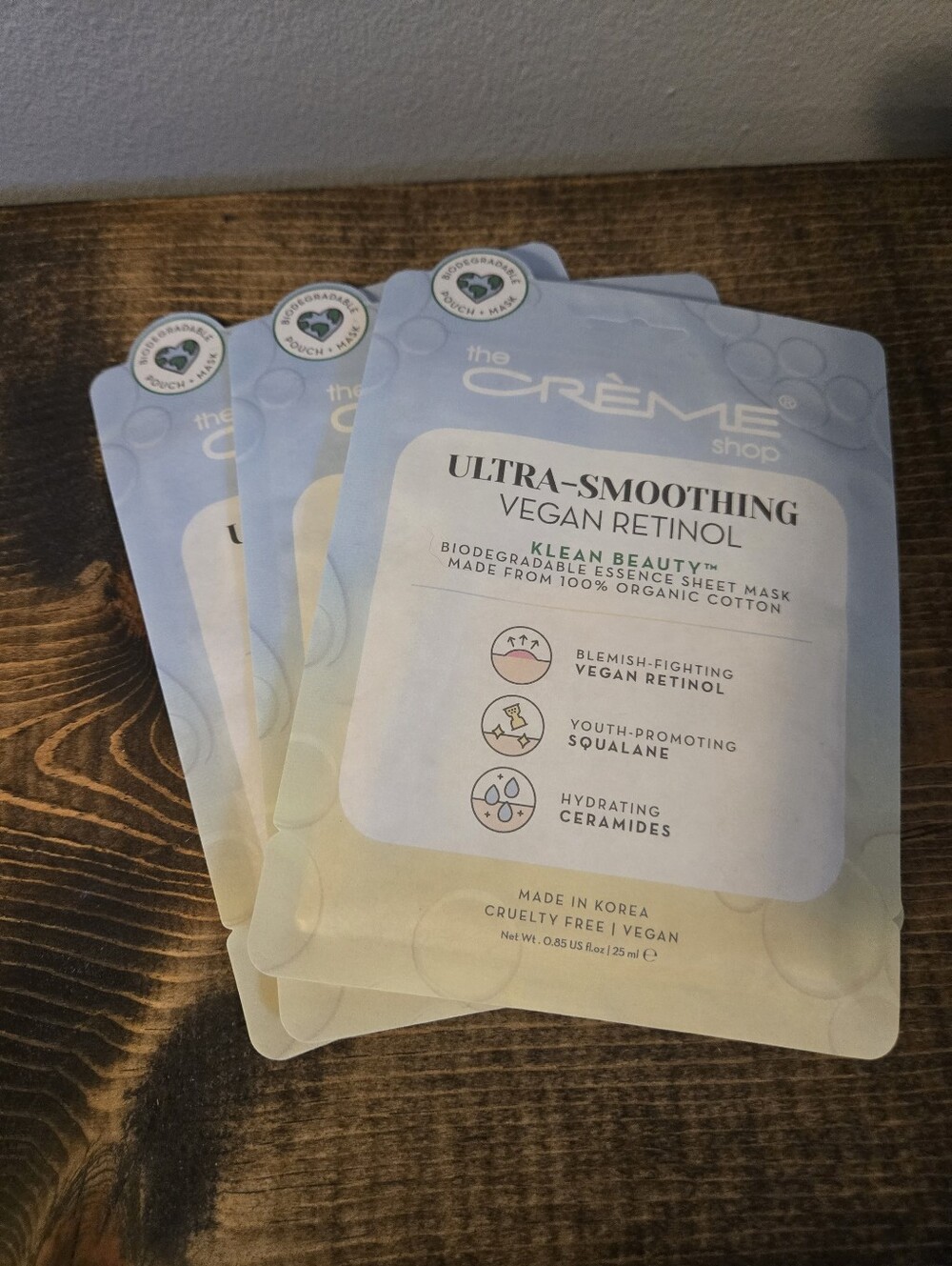 Set Of 3 The Creme Shop Ultra-smoothing Vegan Retinol Sheet Masks